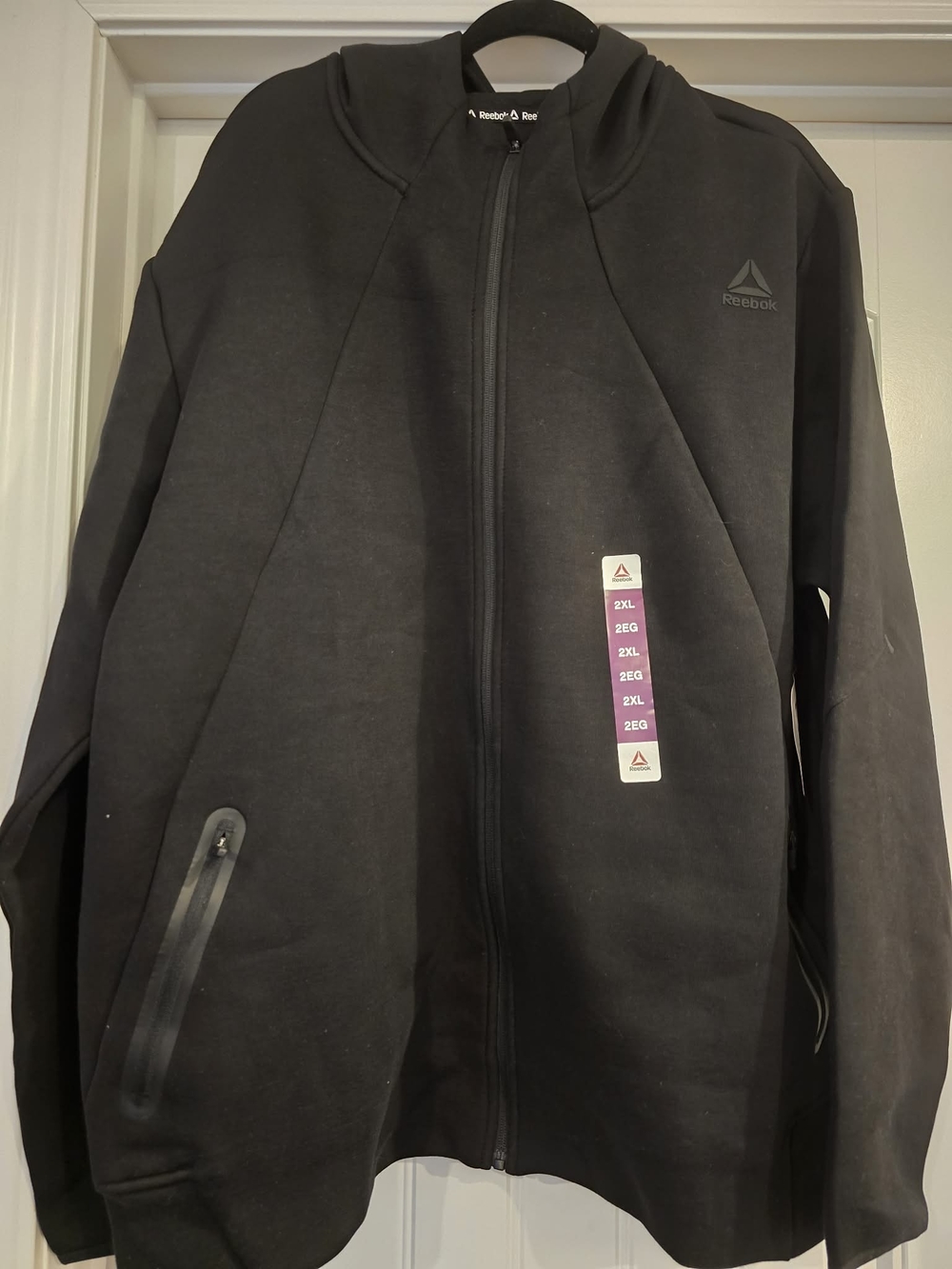 Reebok Black Full-Zip Momentum Jacket With Hood